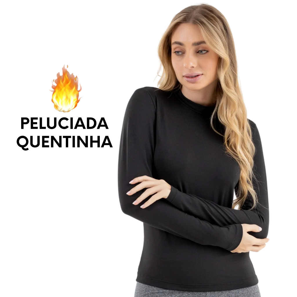 Blusa Feminina Segunda Pele Térmica Peluciada Inverno Frio Quentinha Leve Confortável