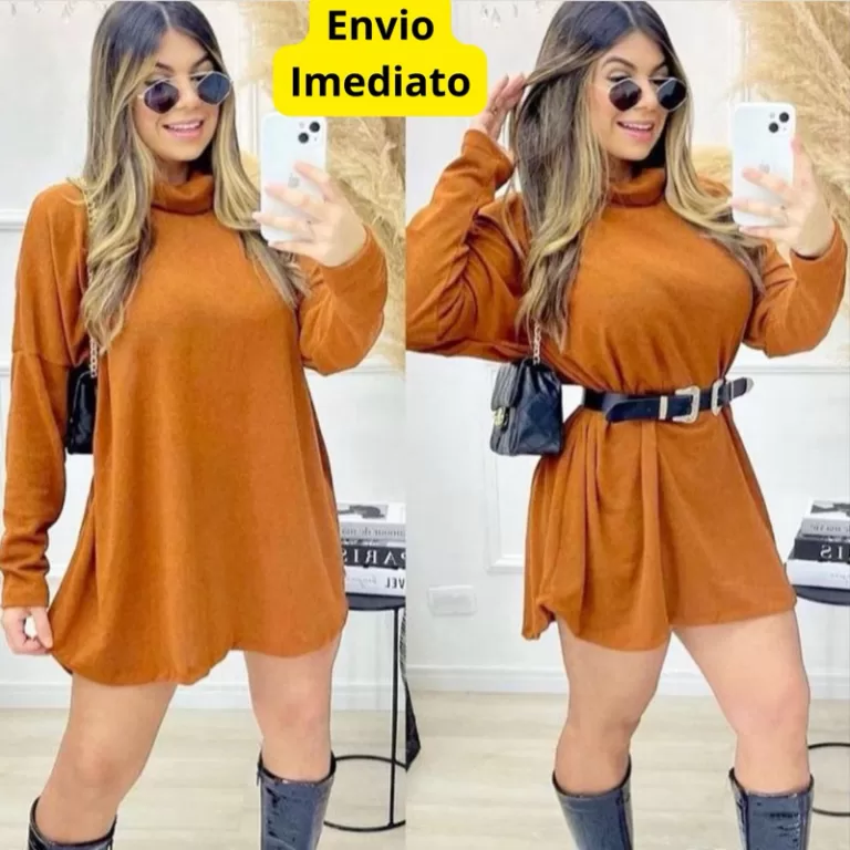 Vestido Feminino Cacharrel Manga Longa Poncho Lã 