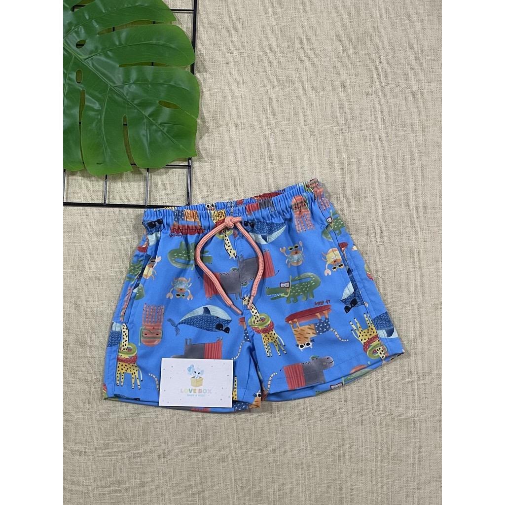 Shorts Infantil Menino Verão Up Baby Nylon Azul Animais