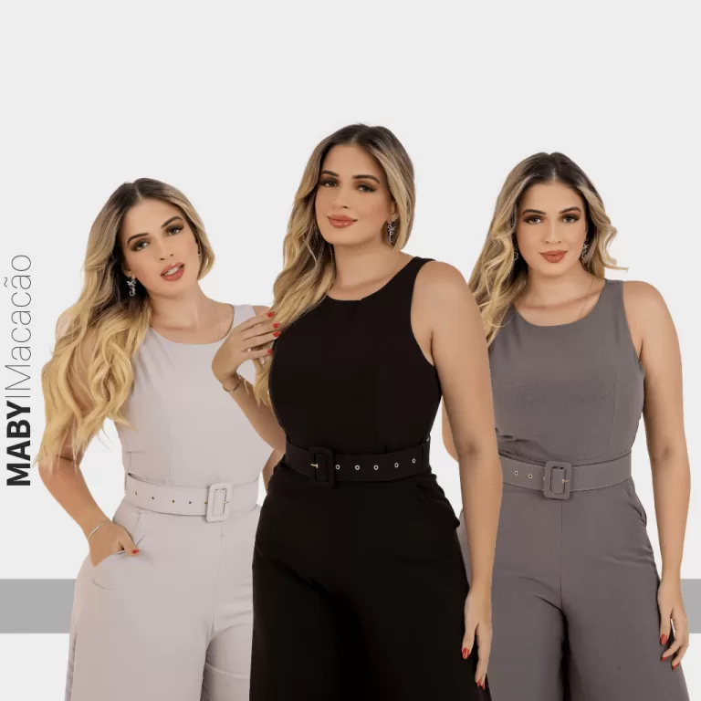 Macação Vestido Plus Size Feminino Pantalona Lon
