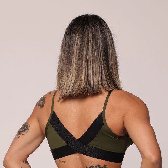 TOP MILANO VERDE MILITAR COM ELÁSTICO PRETO