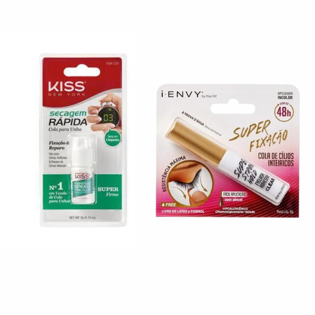 COLA DE CÍLIOS INCOLOR IENVY 5G E COLA DE UNHAS KNY 3g KIT