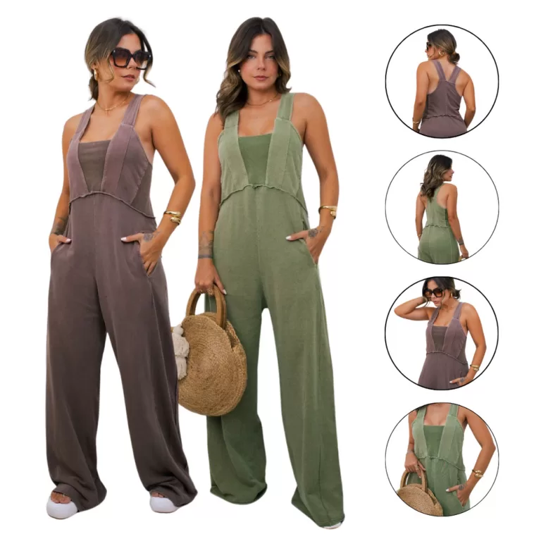 KIT 2 Jardineiras Feminina Estonada Bella