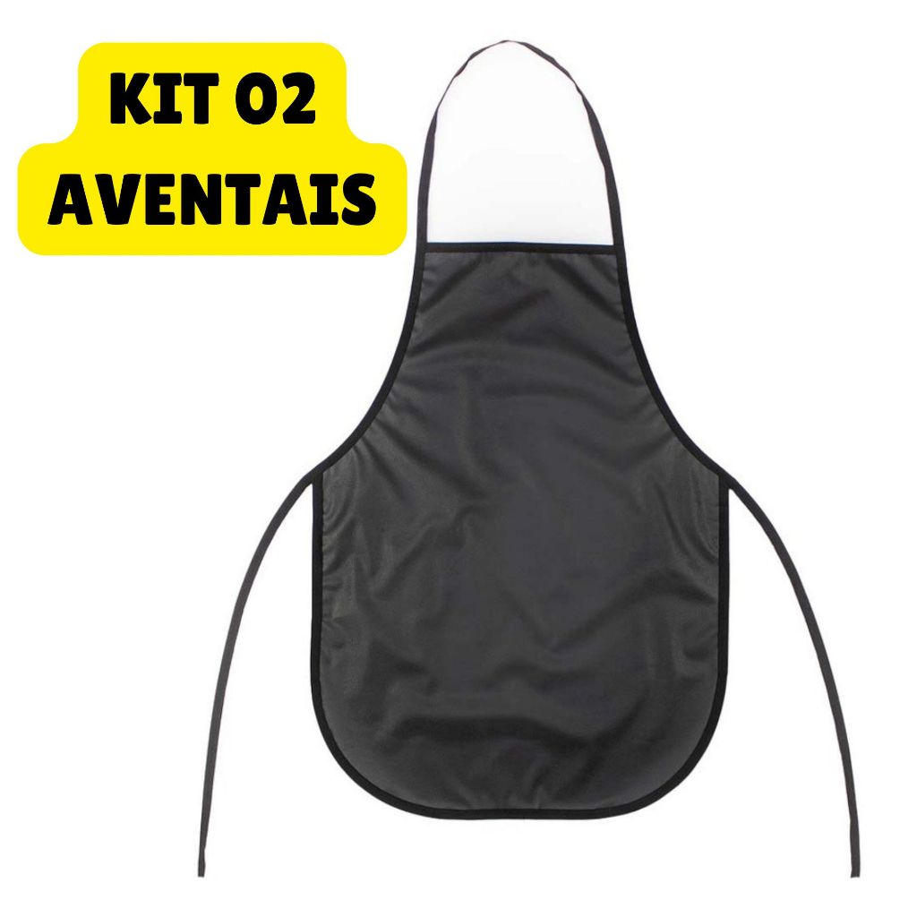 Kit 2 Avental de Cozinha Lavanderia Preto Impermeável Multiuso