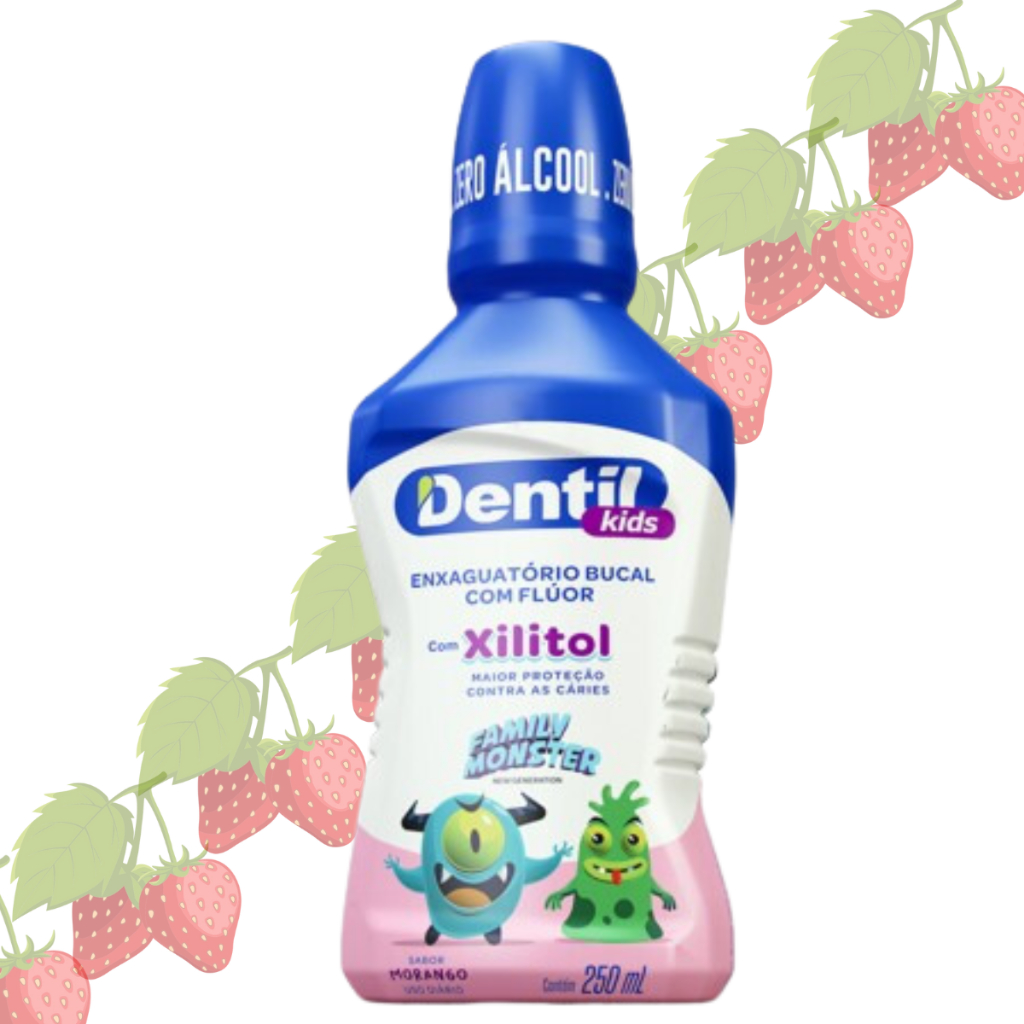 Enxaguante Bucal Dentil Infantil Morango C/ Xilitol 250ml – Promoção