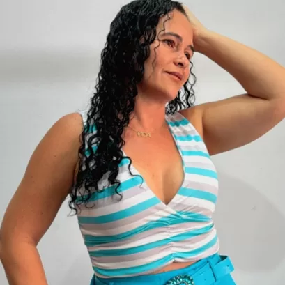 Cropeed Suplex Regata Decote V Com Bojo Feminino