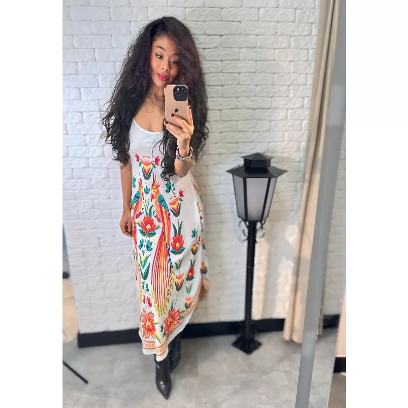 VESTIDO INDIANO TRAPEZIO ESTAMPAS