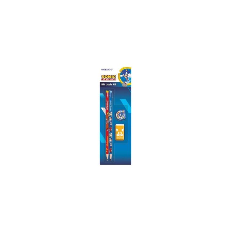 Kit Lápis HB Sonic 2 Lápis/Apontador/Borracha &#