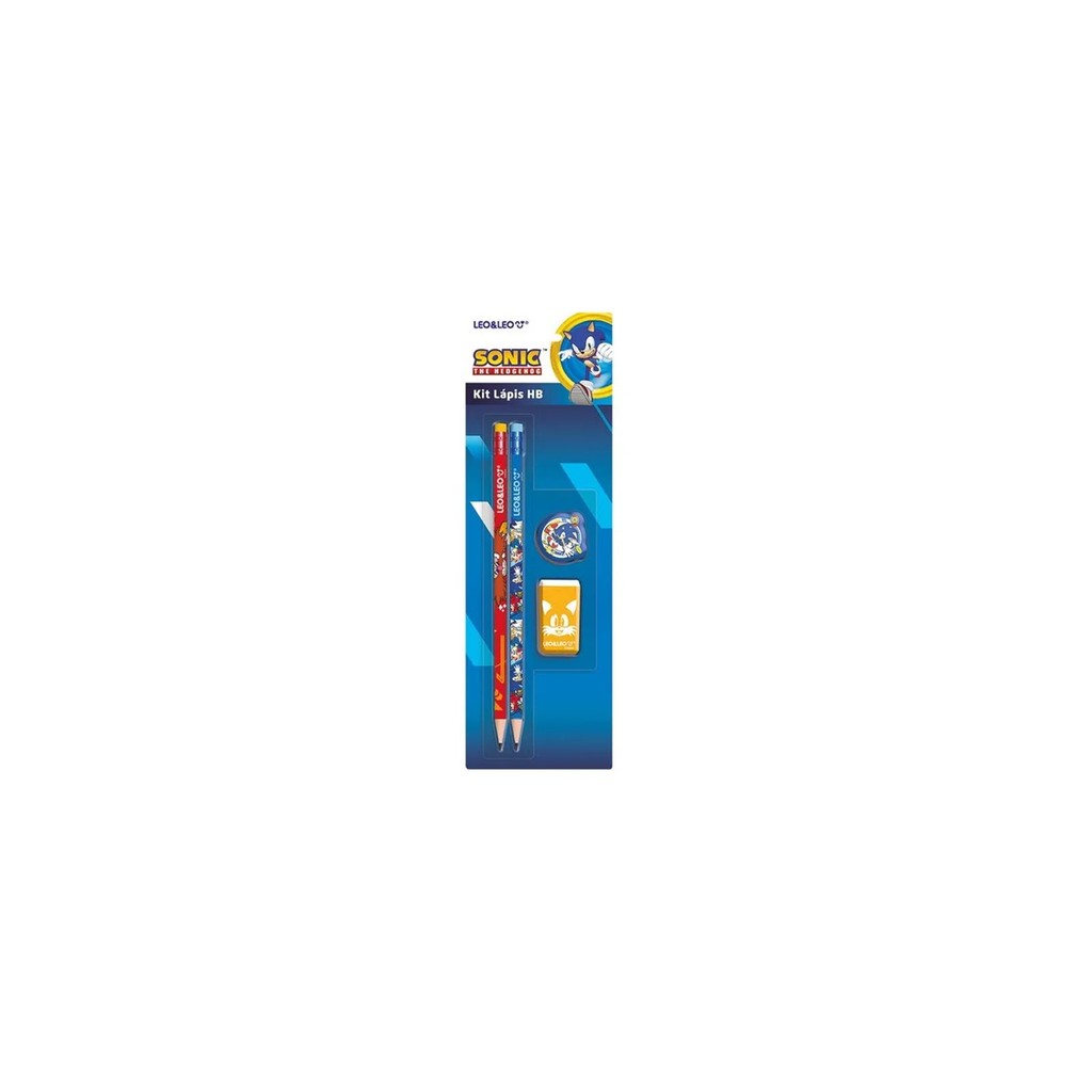 Kit Lápis HB Sonic 2 Lápis/Apontador/Borracha – LeoELeo