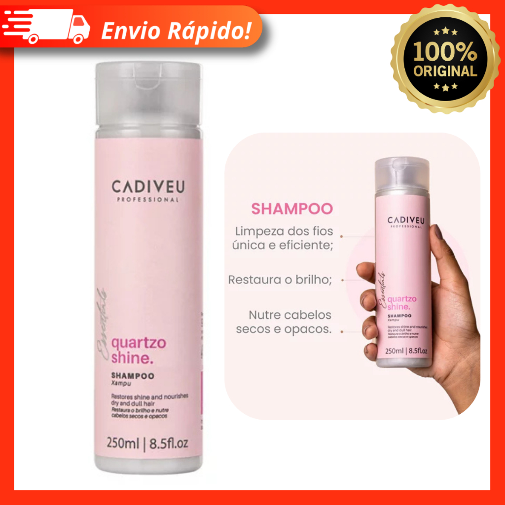 Shampoo Cadiveu Professional Essentials Quartzo Shine Boca Rosa 250ml – 100% Original