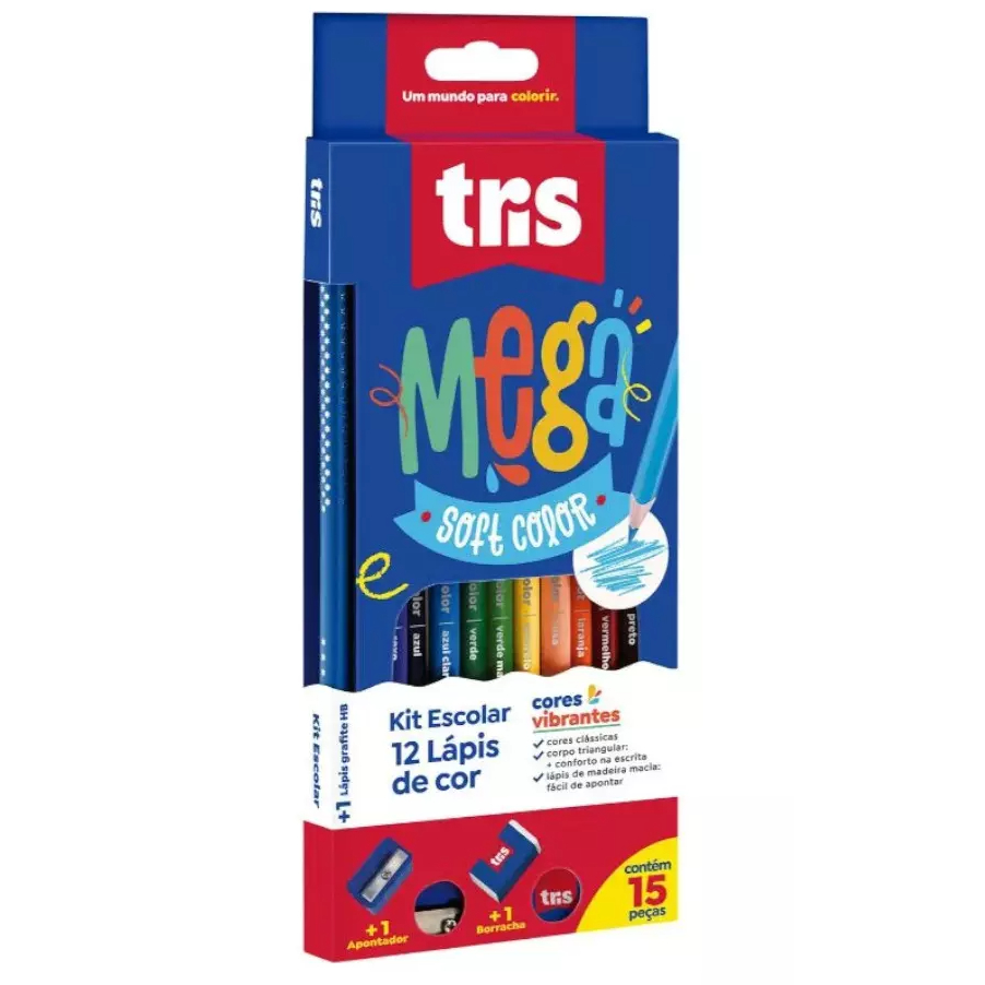 Lápis De Cor Mega Soft Color – 12 Cores – Tris