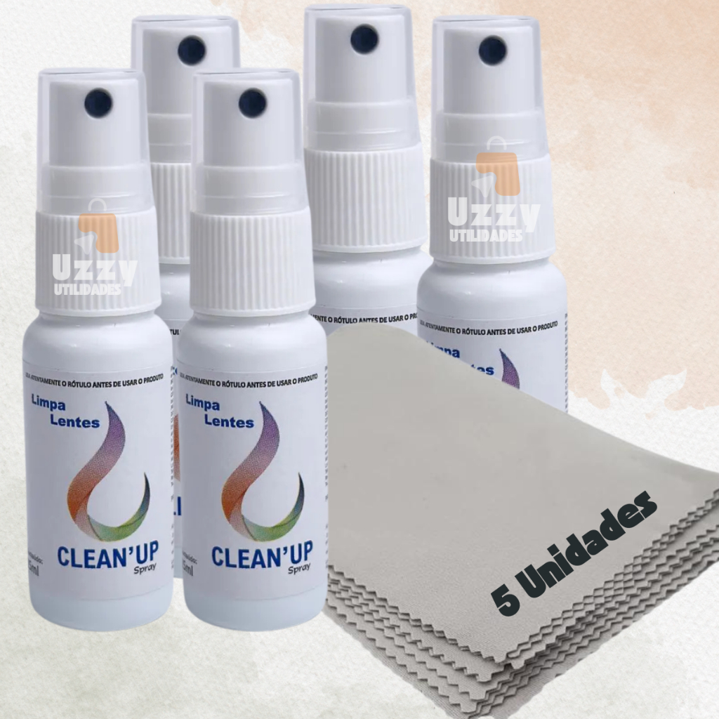 Kit 5 Limpa Lentes Óculos Telas Celular Note Computador + 5 Flanelas