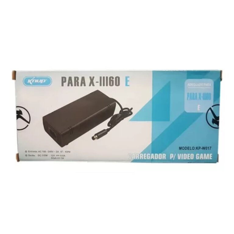 Fonte Para Xbox 360 E 1 Pino Bivolt Cabo De Energi