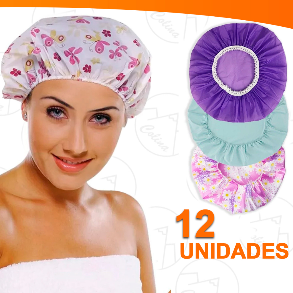 Kit 2 a 12 Toucas Para Banho Com Elástico Impermeável Tintura Hidratação Várias Estampas
