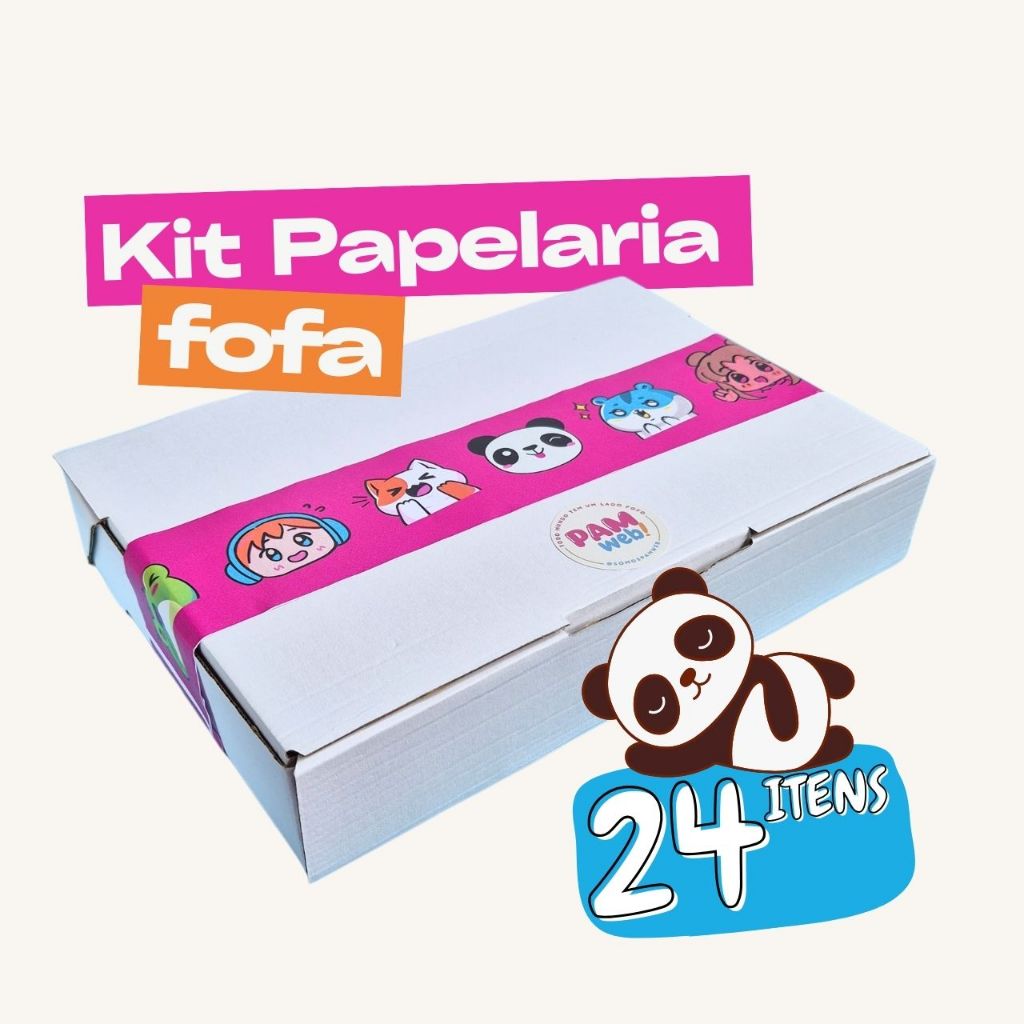 Kit Papelaria Fofa 24 Itens  Completo, Kawaii, Material escolar, Presente Promo Menina, Dia das cria