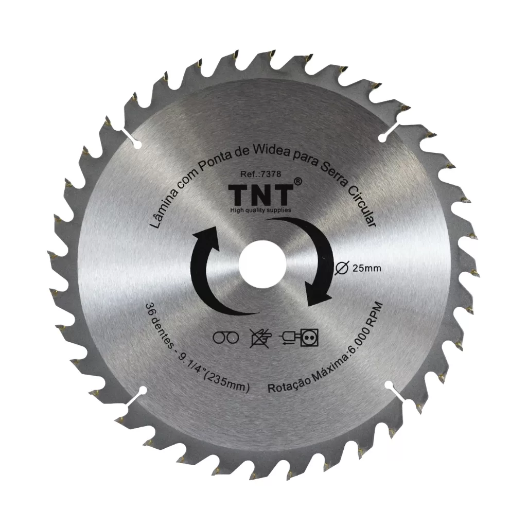 Lamina de serra circular manual 9x25mm 235x25mm 36, 48 ou 60 dentes