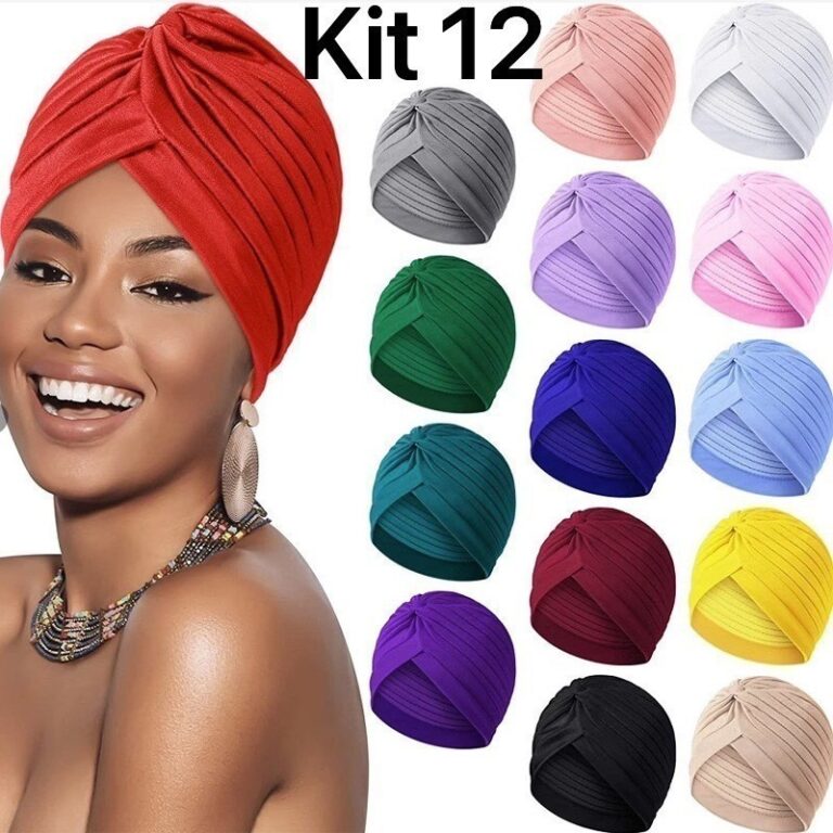 KIT 12 Peças Turbante Chapéu Feminino Indiano Es