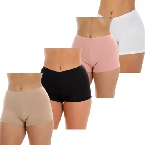 Kit 4 Short Curto Segunda Pele Feminina Sem Renda 