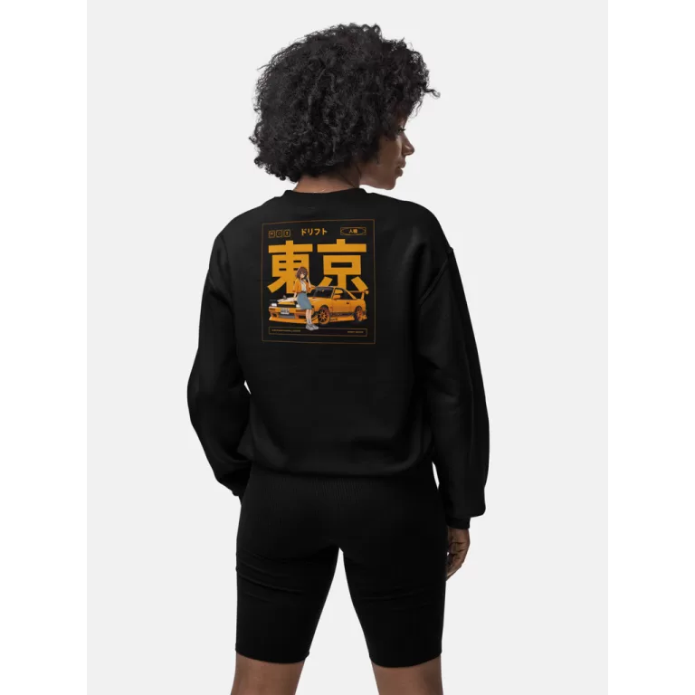 Blusa Moletom Frio Gola Careca Preto Branco Femini