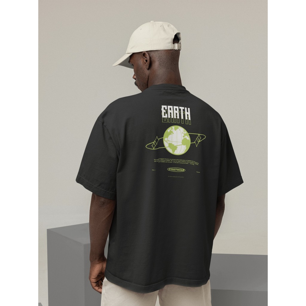 Camisa Camiseta Oversize Streetwear Masculino e Feminino para Treino e Dia a Dia Preto e Off Whte Es