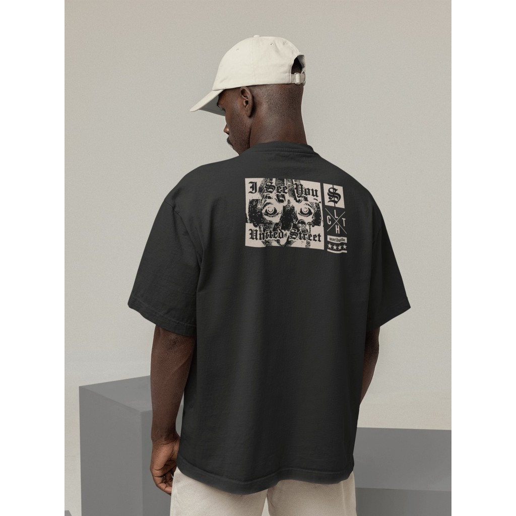 Camisa Camiseta Oversize Streetwear Masculino e Feminino para Treino e Dia a Dia Preto e Off Whte Es