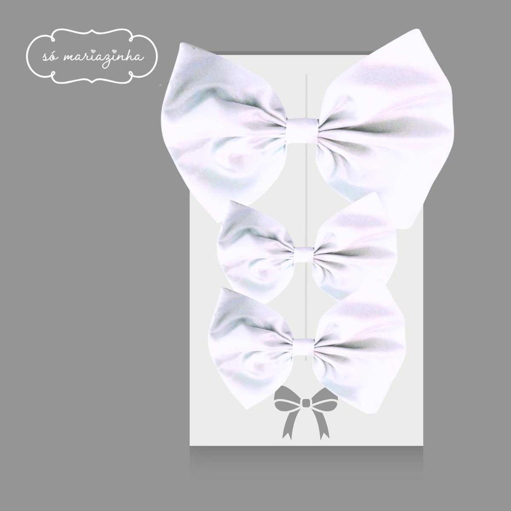 Laço Decorativo de Cabelo Com Trio Grande Medio Pequeno Branco REF4202