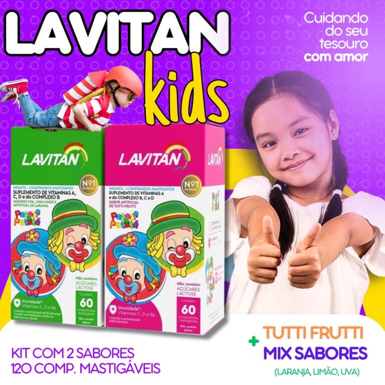 LAVITAN INFANTIL KIDS KIT COM 2 SABORES MASTIGÁVE