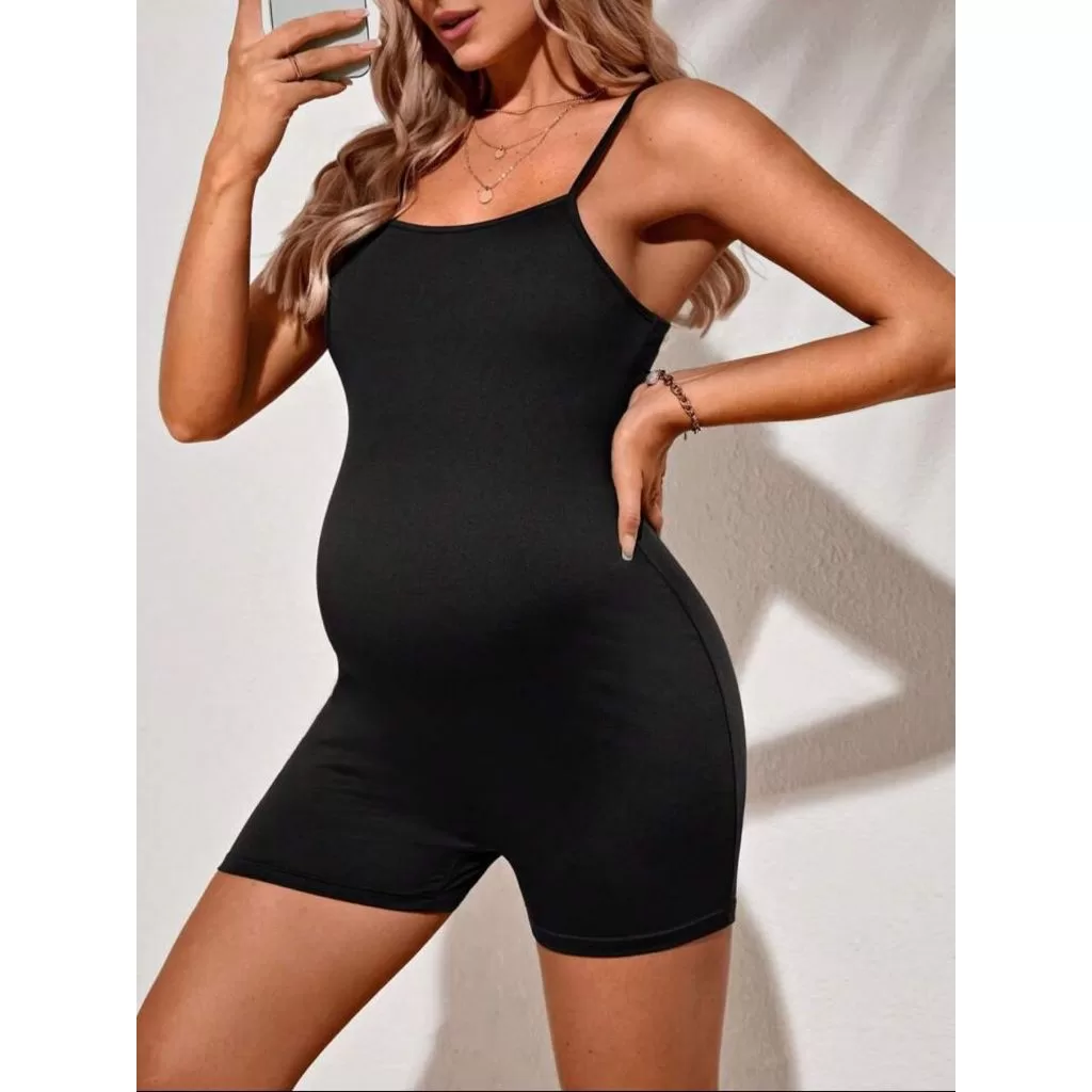 Macaquinho Macacão Gestante Grávida Confortável Suplex Estiloso Alça Fina