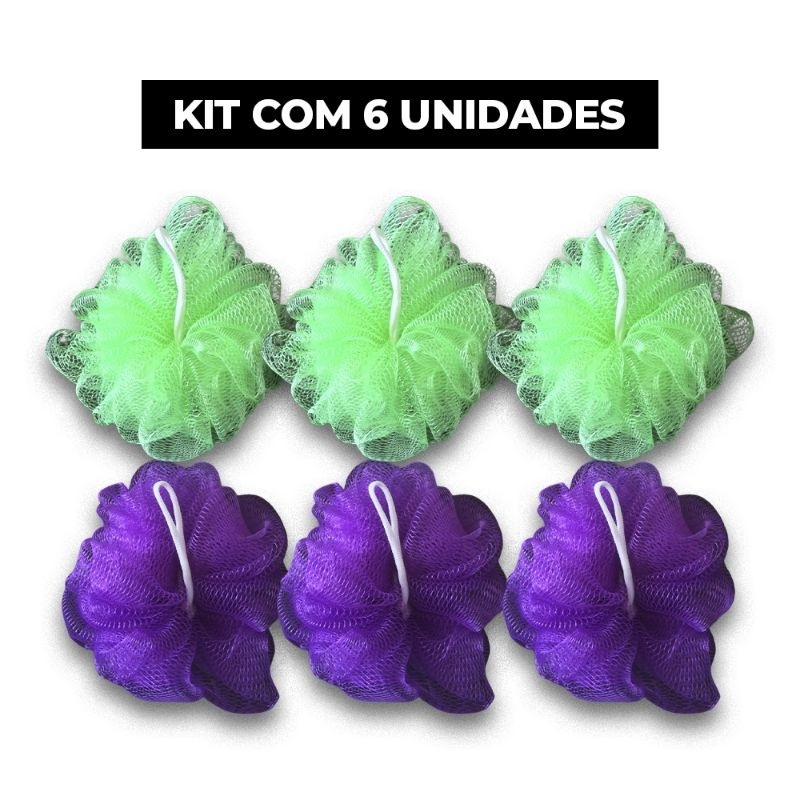 ESPONJA BUCHA de banho e Nylon com Cordinha kit com 6uni