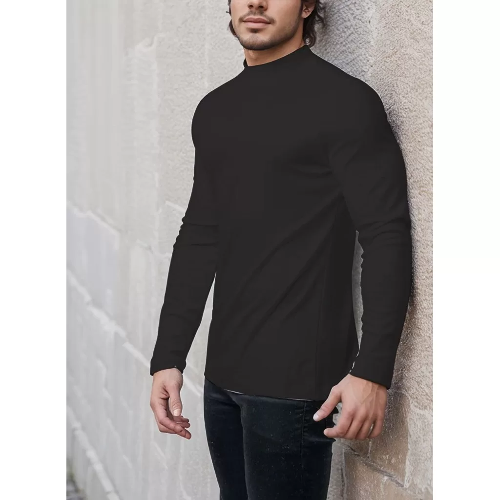 Cacharrel Masculina Gola Alta Manga Longa Colada Elegante Empresario Social