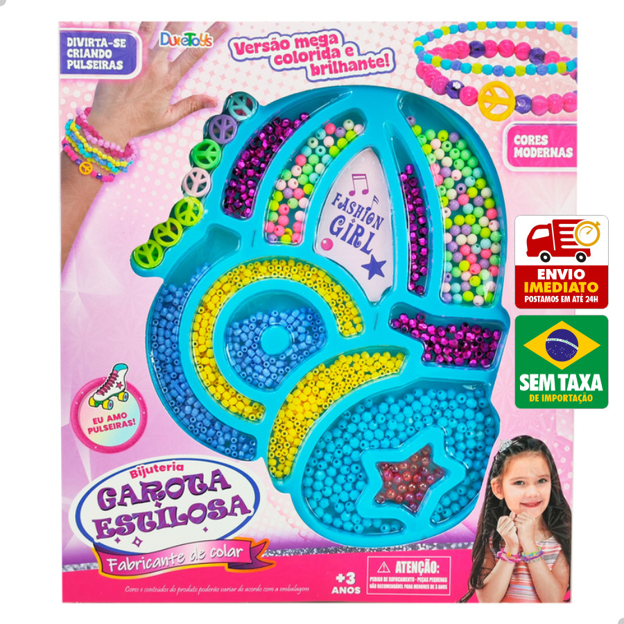 Kit Miçangas Brinquedo Infantil Pulseiras Fashion Girl DuteToys DTY1138