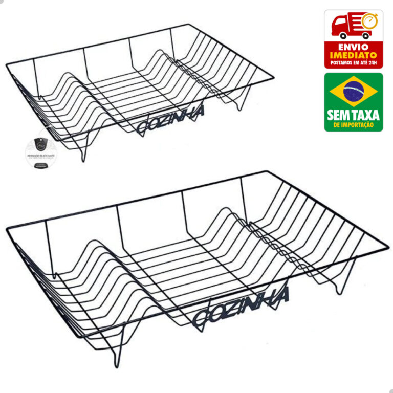 Escorredor De Louça Preto Aramado De Pratos E Cop