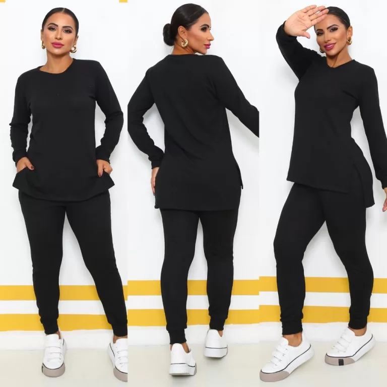 CONJUNTO DE CALÇA COM BLUSA, VESTE G  TECIDO LANZ