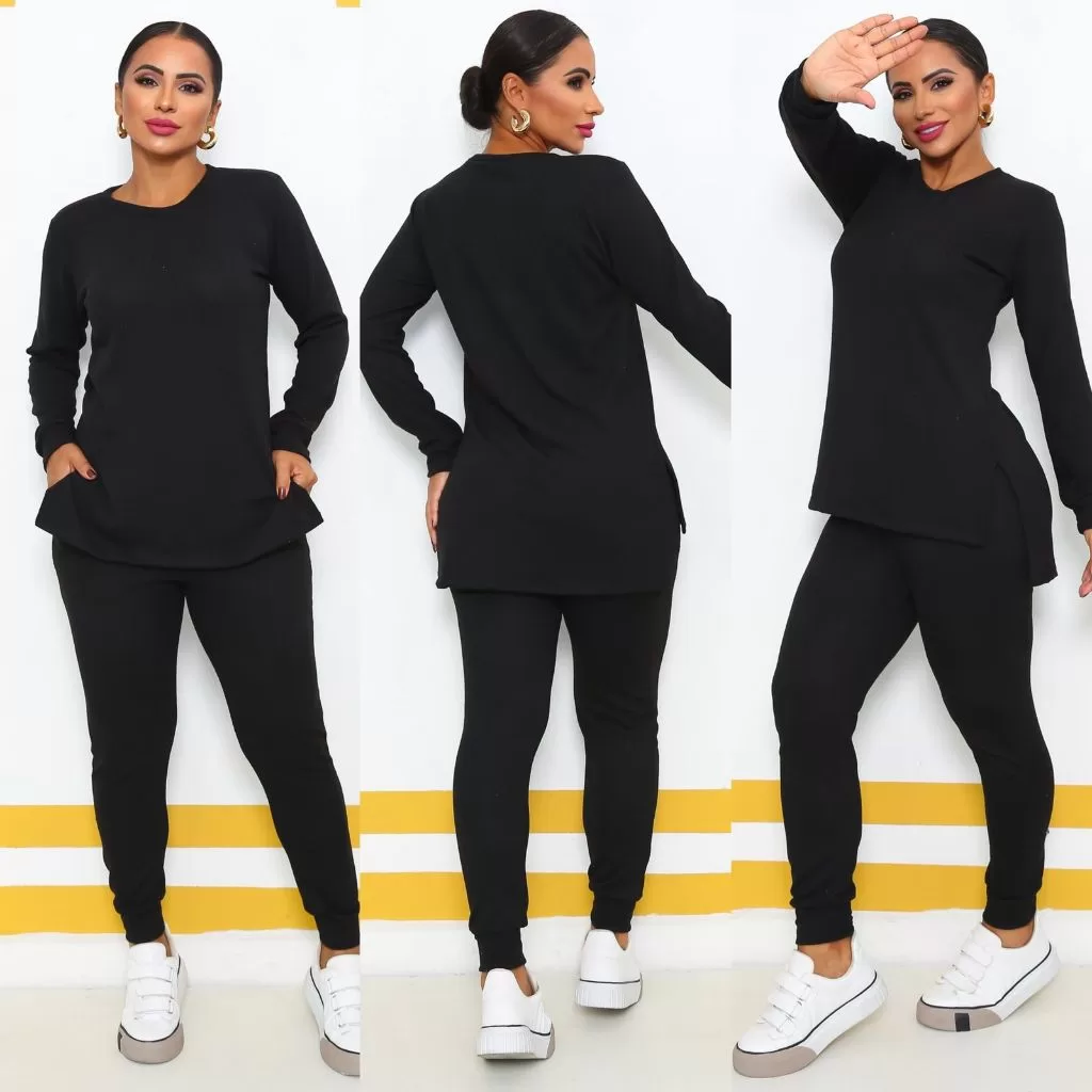 CONJUNTO DE CALÇA COM BLUSA, VESTE G  TECIDO LANZINHA.