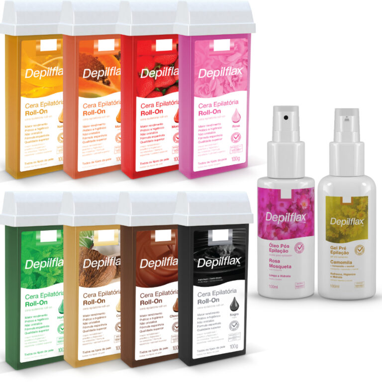 Kit Depilflax Cera Roll On Refil Depilatória Frag