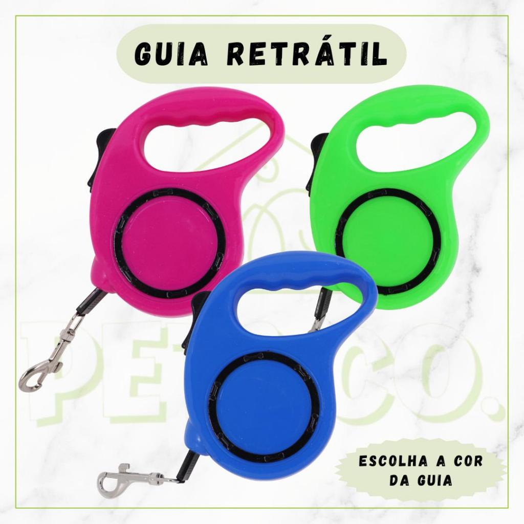 Guia Retrátil Pet 5m – Controle Total com Trava de Segurança para Cachorro e Gato