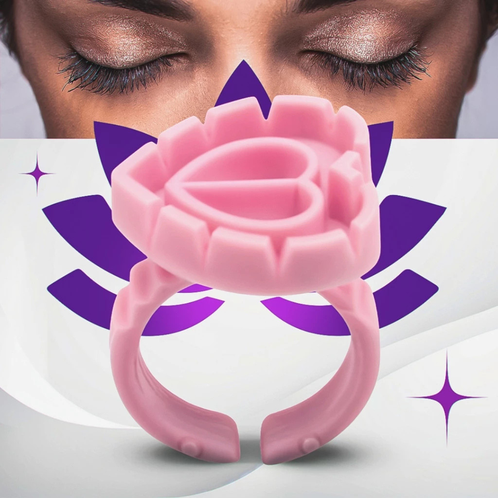 Kit Anel Batoque Porta Cola Para Extensão De Cilios- Coração