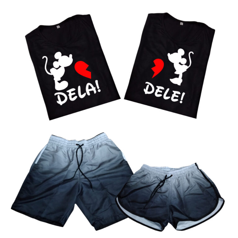 Conjunto Shorts Casal Namorados + Kit Camisas Casa