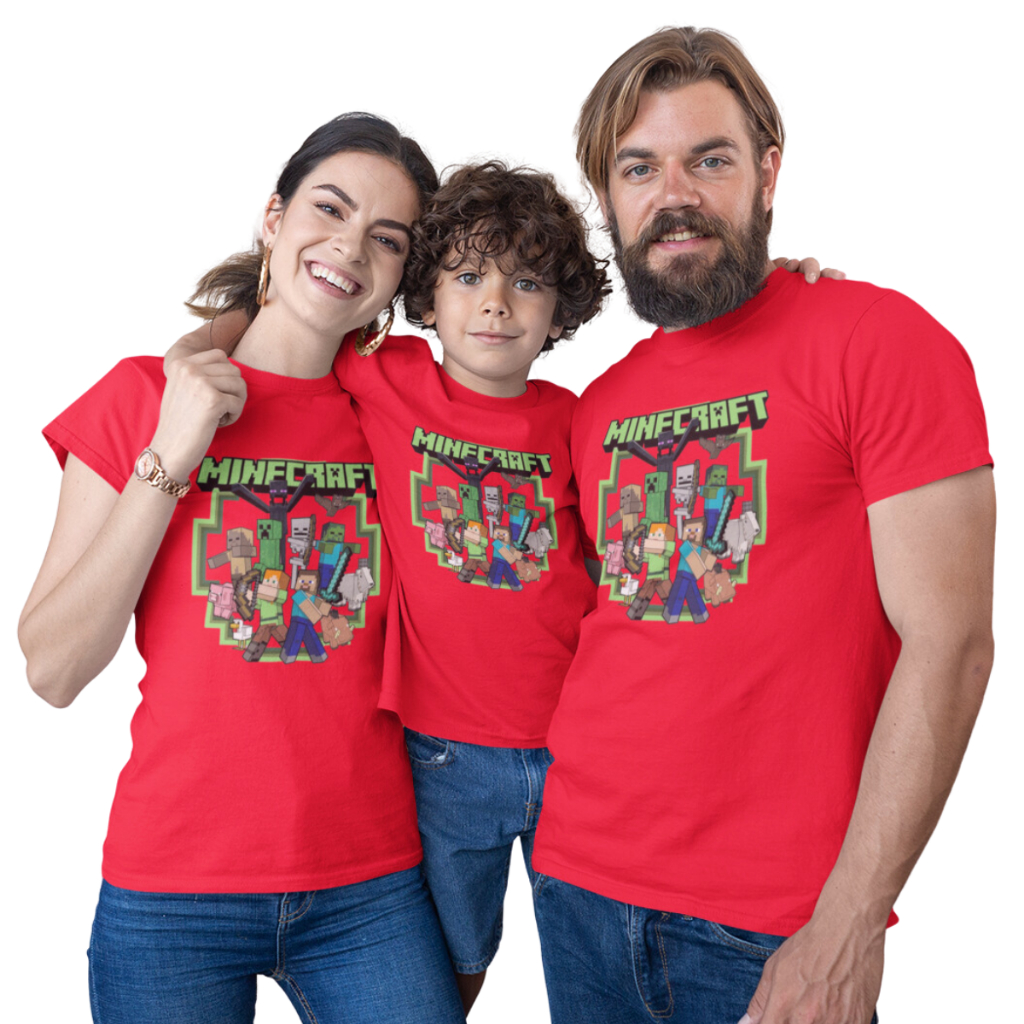 Camisas Camiseta Aniversario Minecraft C89 Monte seu Kit Familia -Valor de 1 peça