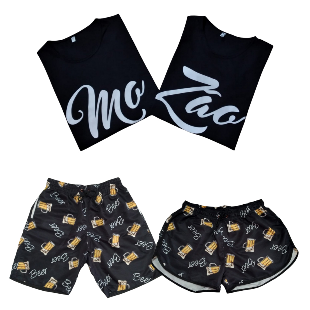 Conjunto Camisa Mozão Camisetas Casais + Kit Shorts Casal