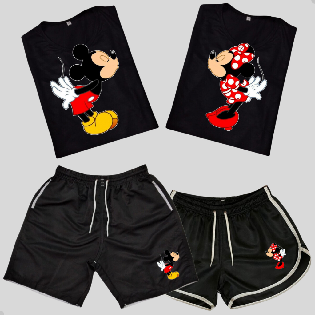 Kit Shorts Praia Casal + Conjunto 2 Camisetas Casais Namorados Lançamento C120