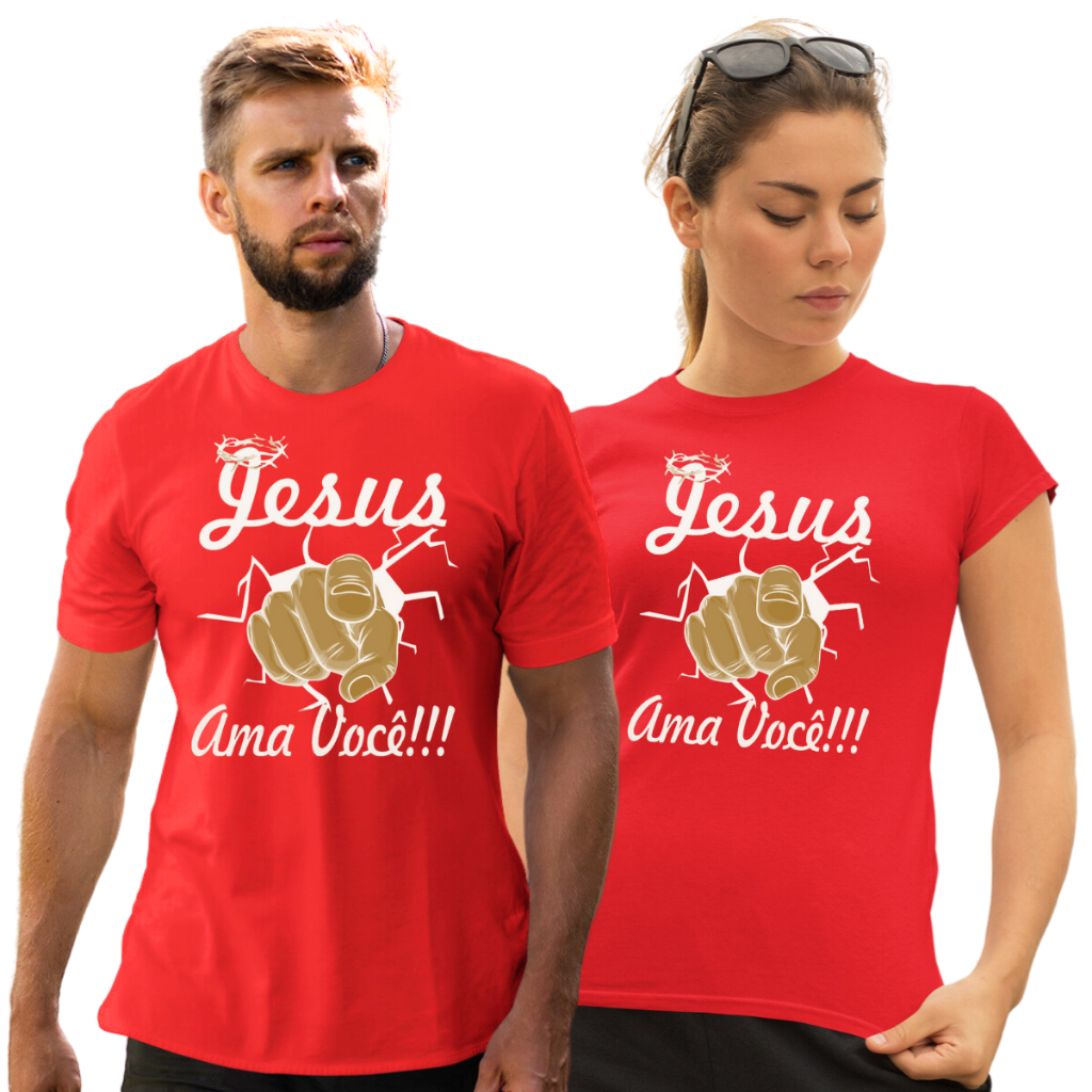 Conjunto Camisas Gospel Casal 2 Camisetas Casais Jesus C117