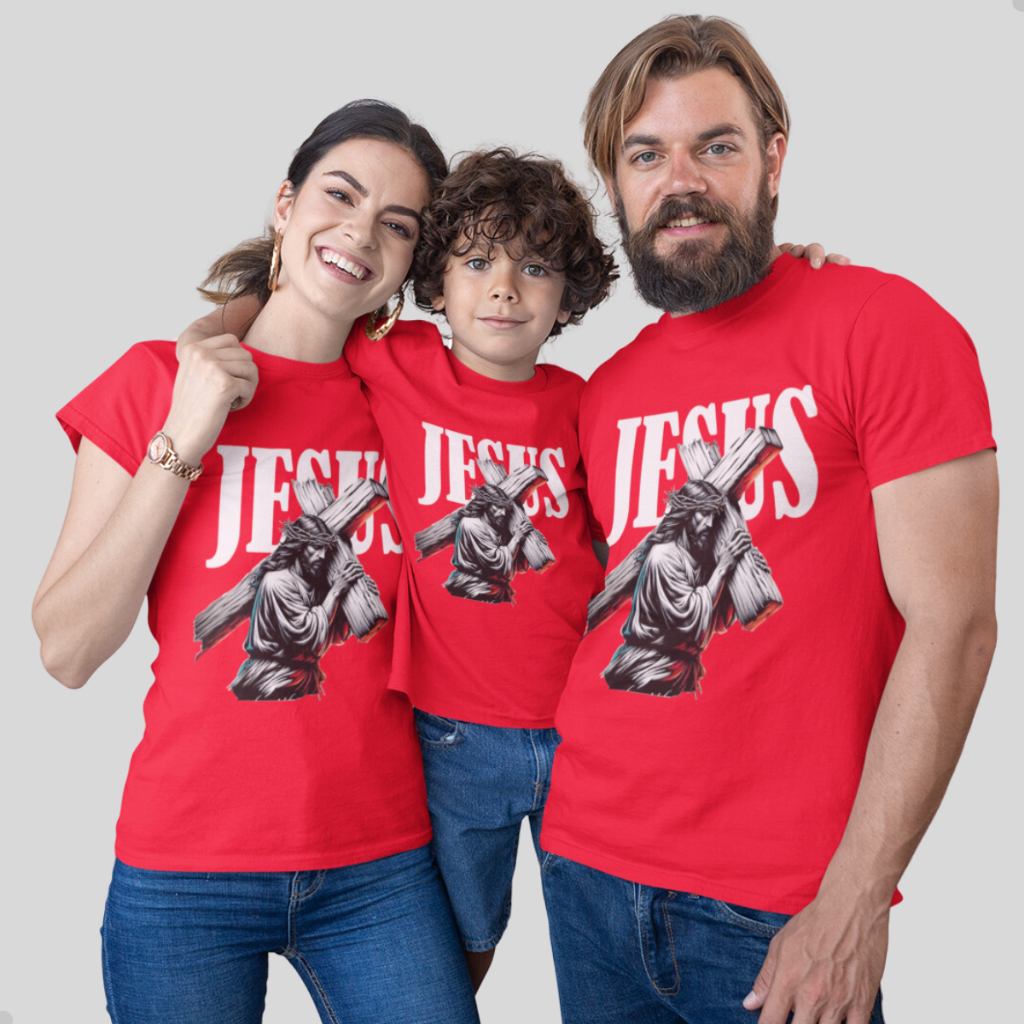 Camiseta Evangélica Camisa Gospel Jesus na Cruz Monte Kit Familia C122 -Valor de 1 peça