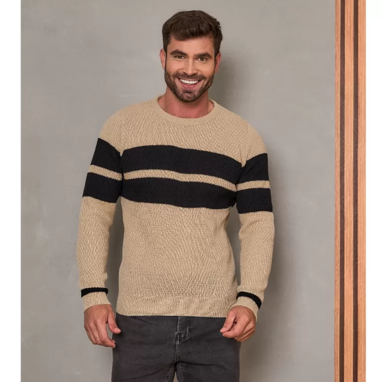 Suéter Masculino Blusa de Frio Tricô Manga Longa