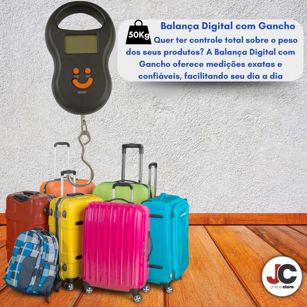 Balança Digital LED Com Gancho Eletrônica Pequena de Mão Alta Precisão Bolsa Suporta até 50kg