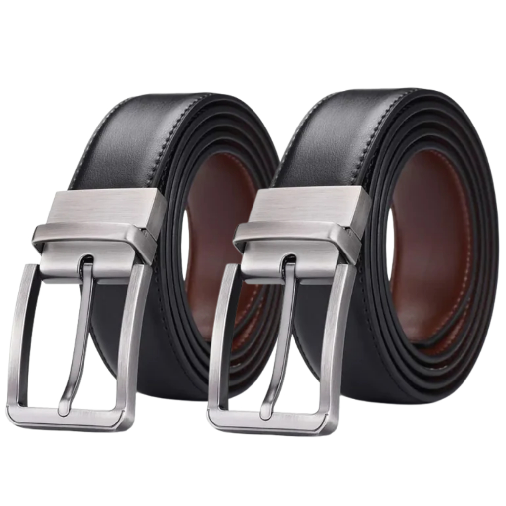 Kit 2 Cinto Masculino Em Couro Legitimo Dupla Face Slim Otimizado e Reforçado