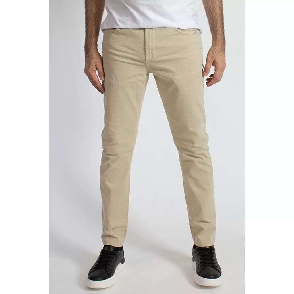 Calça Sarja Masculina Slim Básica Polo Wear Bege Médio