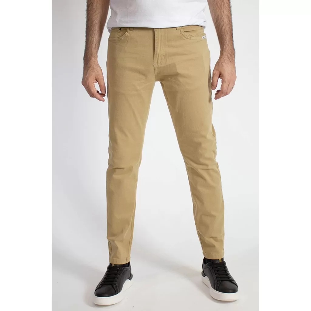Calça Sarja Masculina Slim Básica Polo Wear Bege Escuro