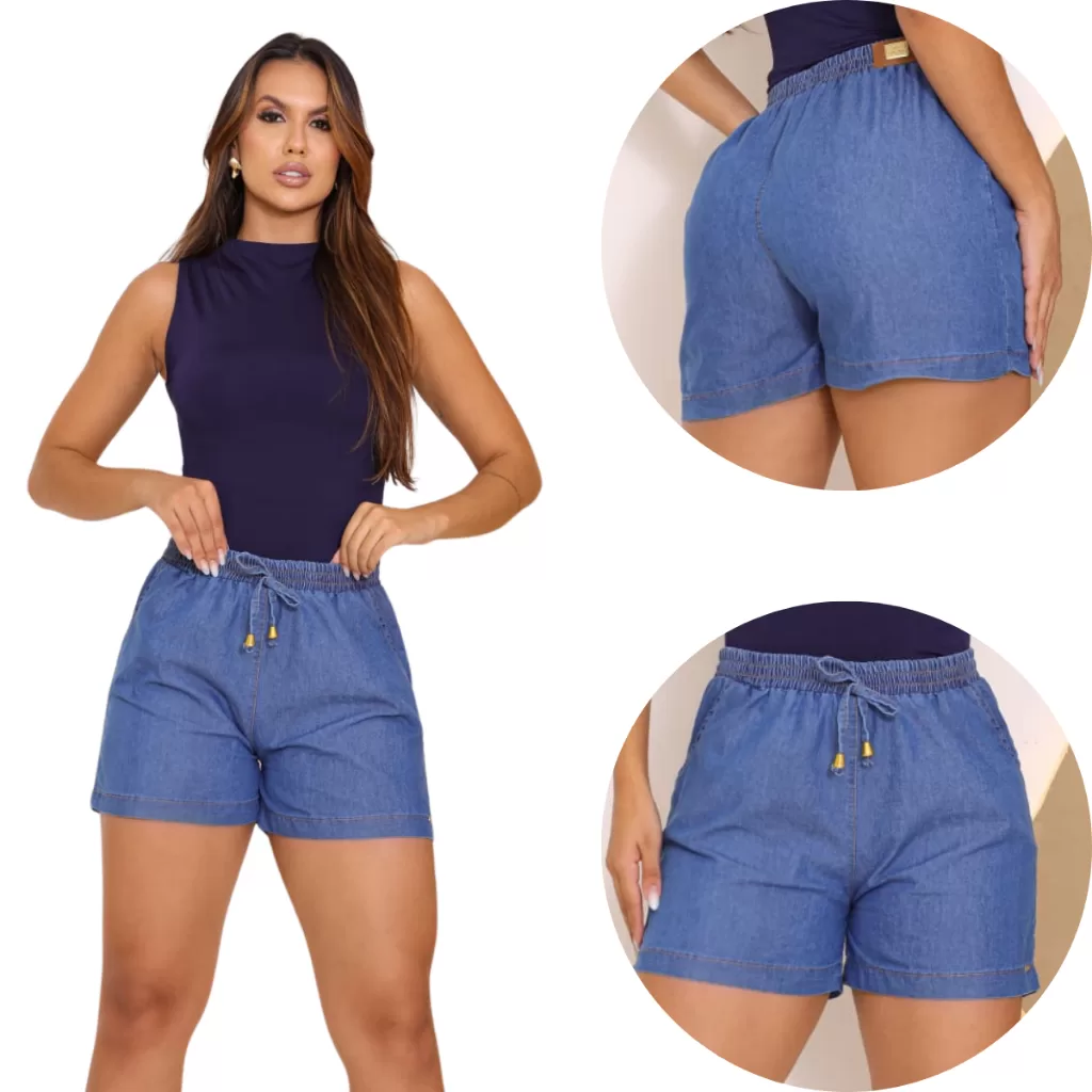 Short feminino soltinho, Bermuda jeans feminina, praia, short jeans feminino confortável e elegante