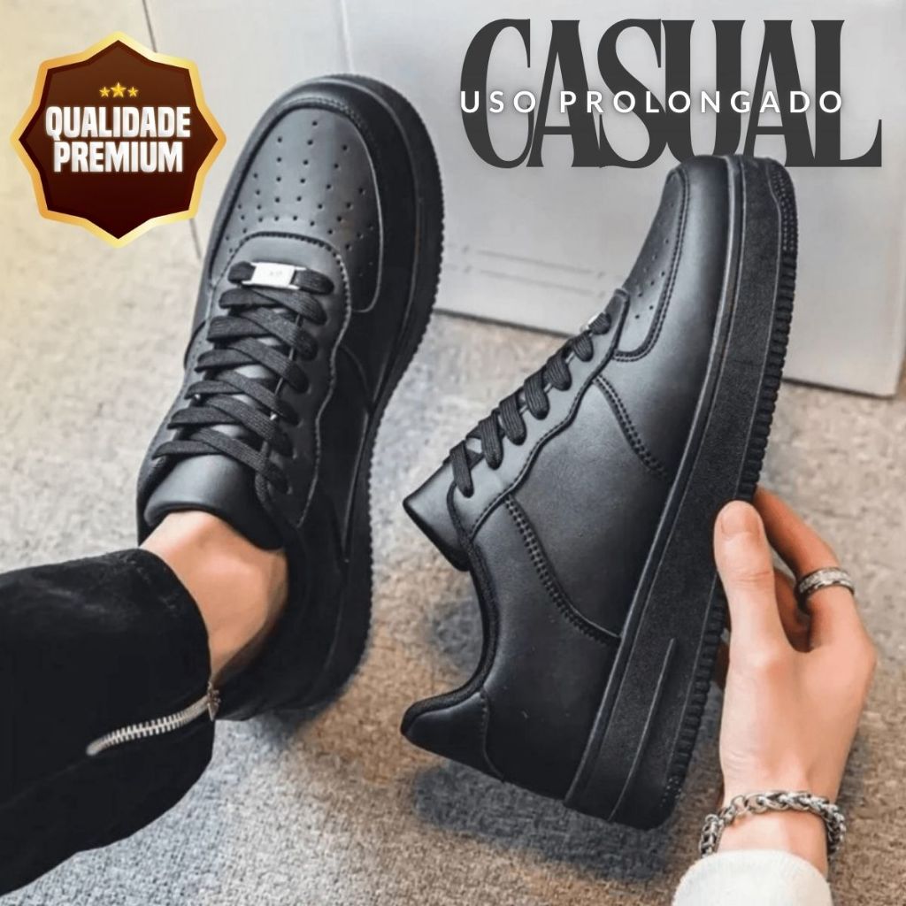 Kit 2 Tênis Masculino Feminino Preto Casual Confortável Para Uso Diário Macio Super Leve Promoção